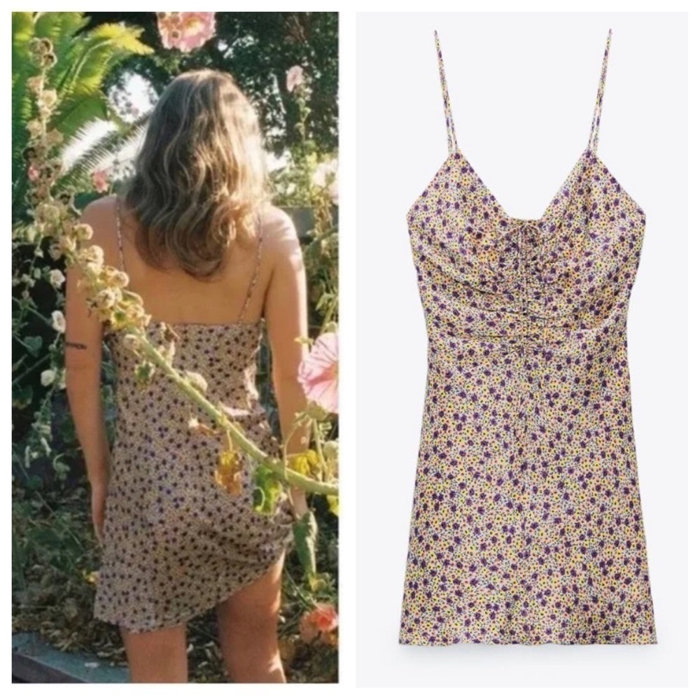 New! Zara strappy floral satin slip dress nwt 809